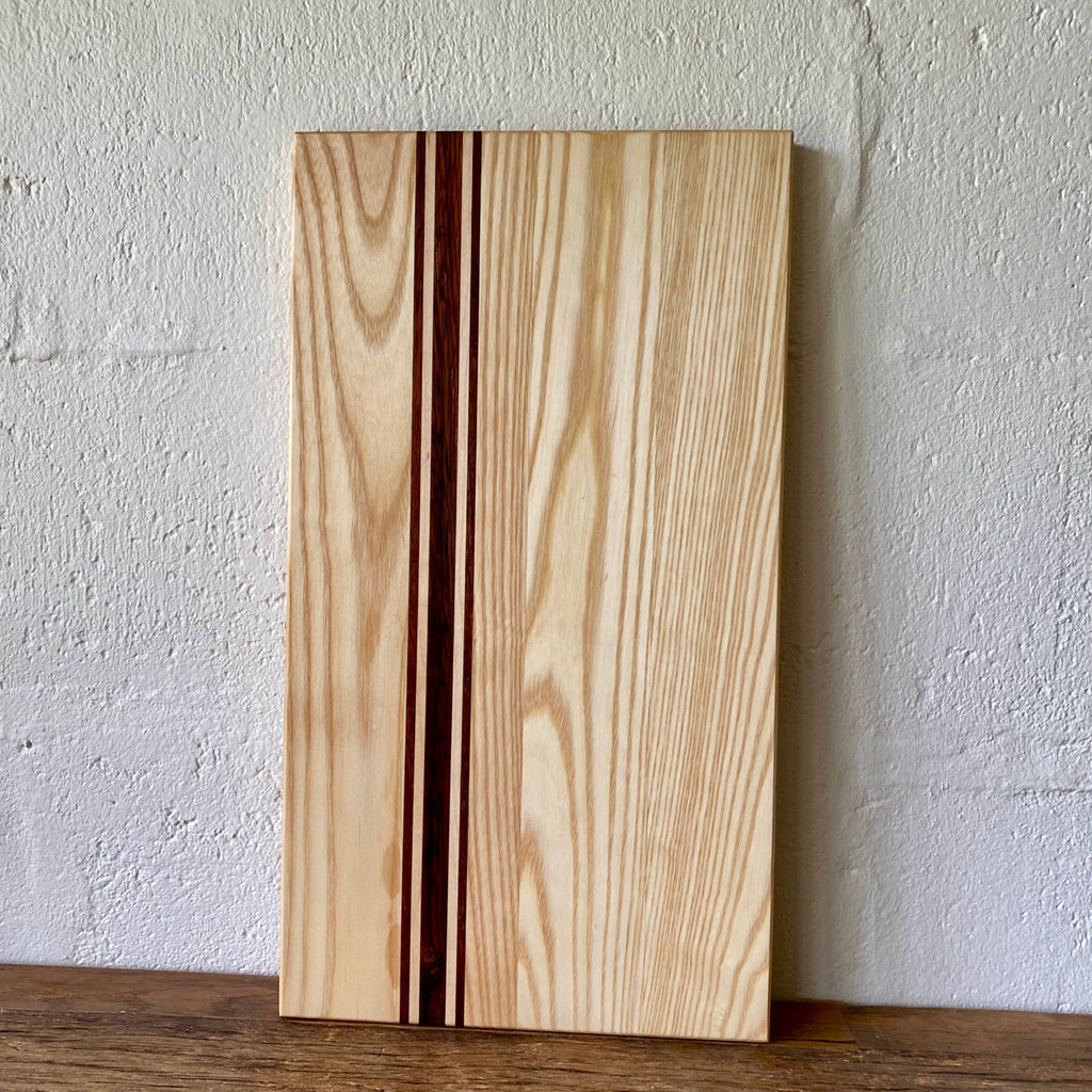 Ash Long platter Board showing Kwila and Maple stripes